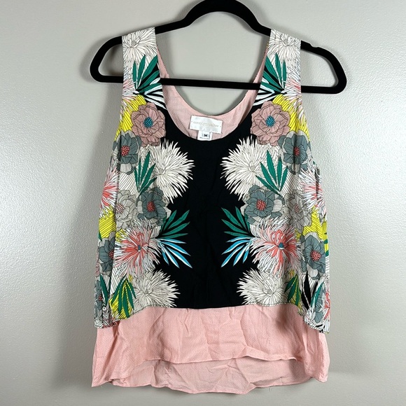 Corey Lynn Calter Sleevless Pink Floral Blouse - Picture 1 of 7